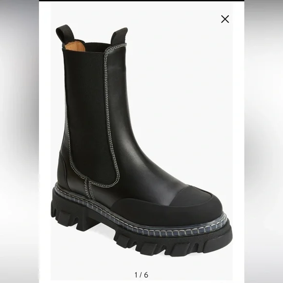 GANNI Cleated Mid Chelsea Boot - Picture 1 of 8